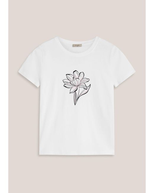 Hobbs Natural Pixie Cotton Embroidered Printed T-Shirt