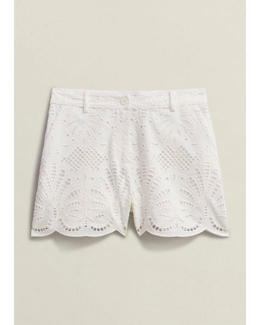 Hobbs Natural Buscot Cotton Broderie Shorts