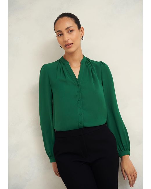 Hobbs Green Peony Blouse