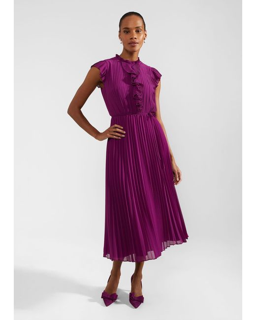 Hobbs Purple Addison Pleated Dress