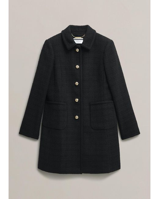Hobbs Black Evangeline Tweed Coat