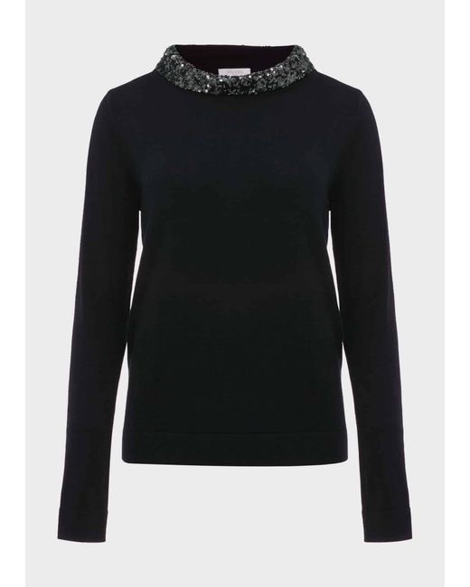 Hobbs Black Esther Sequin Jumper With Cashmere