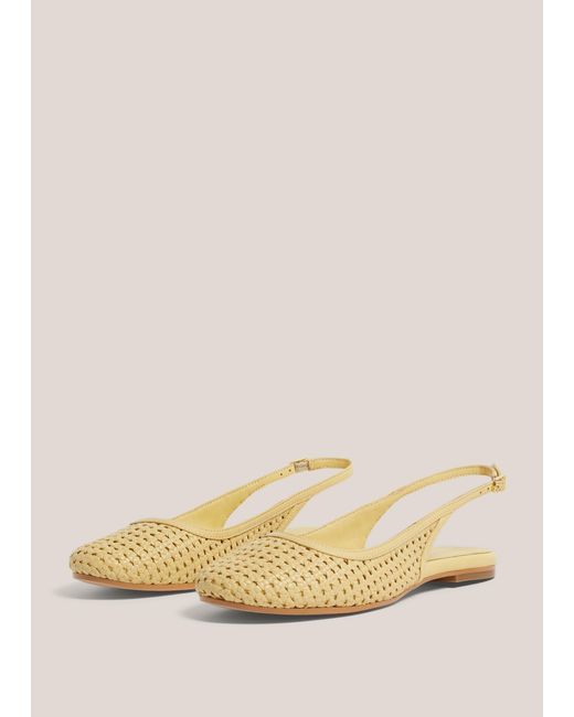 Hobbs Natural Georgia Leather Woven Flat Slingbacks