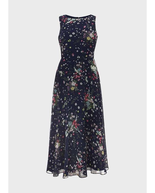 Hobbs Blue Carly Floral Fit And Flare Dress