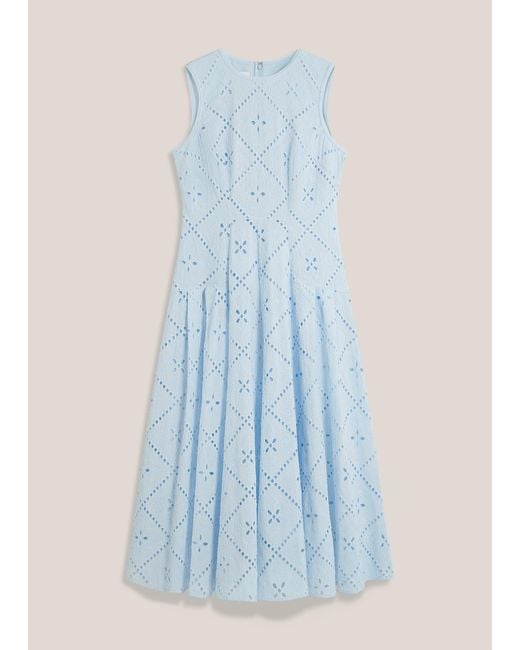 Hobbs Blue Petite Lexia Broderie Dress