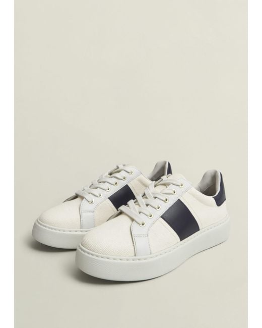Hobbs Natural Sutton Canvas Leather Trainers