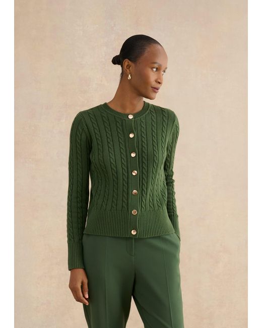 Hobbs Green Penrose Cotton Cable Cardigan