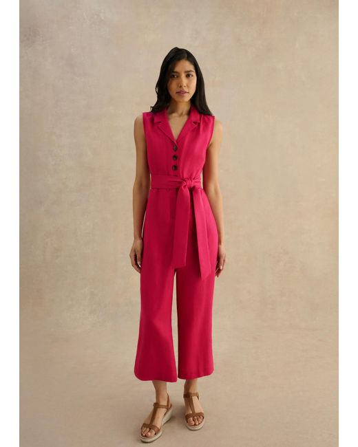 Hobbs Pink Petite Destiny Linen Jumpsuit