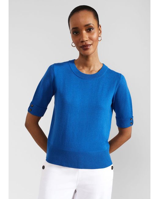 Hobbs Blue Leanne Knitted Top With Wool