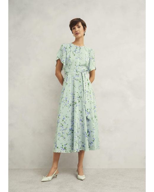 Hobbs Green Petite Sophia Silk Belted Dress