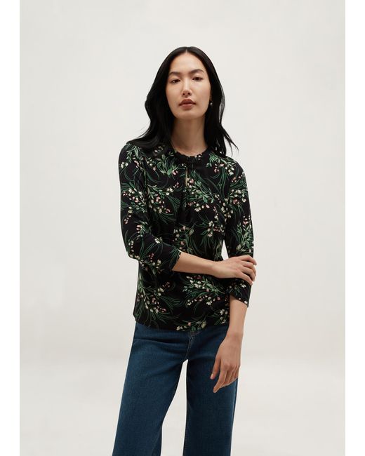 Hobbs Black Julia Printed Top