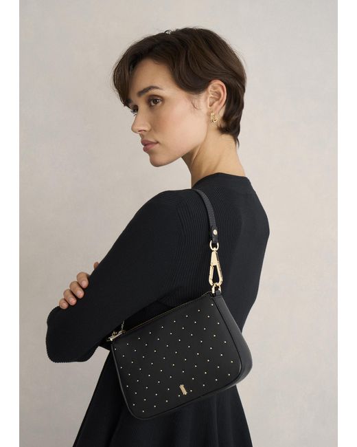 Hobbs Black Briella Leather Stud Bag