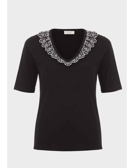 Hobbs Black Mariella Cotton Broderie Top
