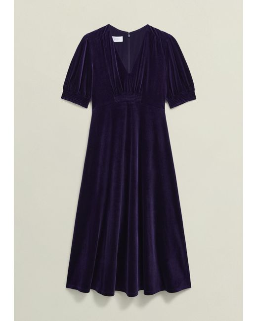 Hobbs Blue Petite Dormer Velvet Dress