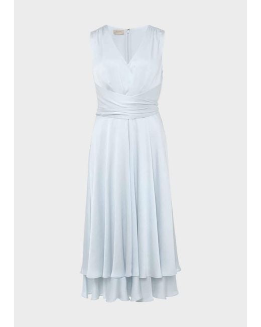 Hobbs White Viola Satin Fit And Flare Dress