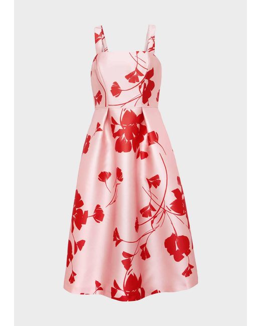 Hobbs Red Amoura Fit And Flare Dress