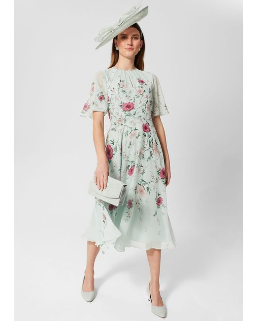 Hobbs White Priya Silk Floral Dress