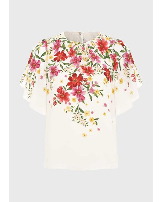 Hobbs White Verena Floral Top