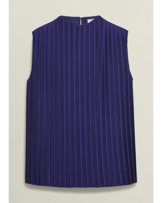 Hobbs Blue Orla Pleated Blouse