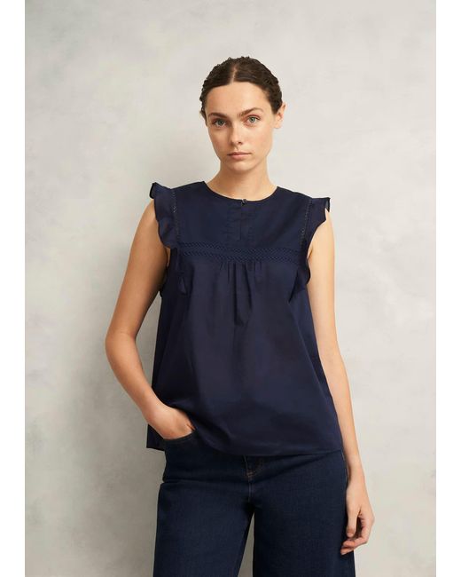 Hobbs Blue Joy Cotton Blouse