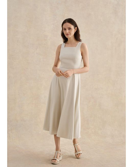 Hobbs Natural Trinity Linen Blend Midi Dress