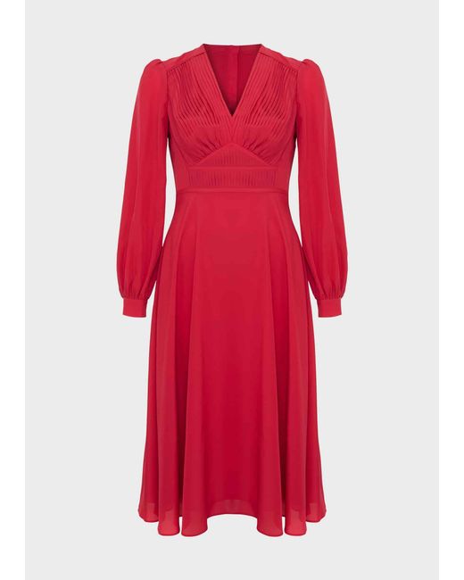 Hobbs Red Adrianna Midi Dress