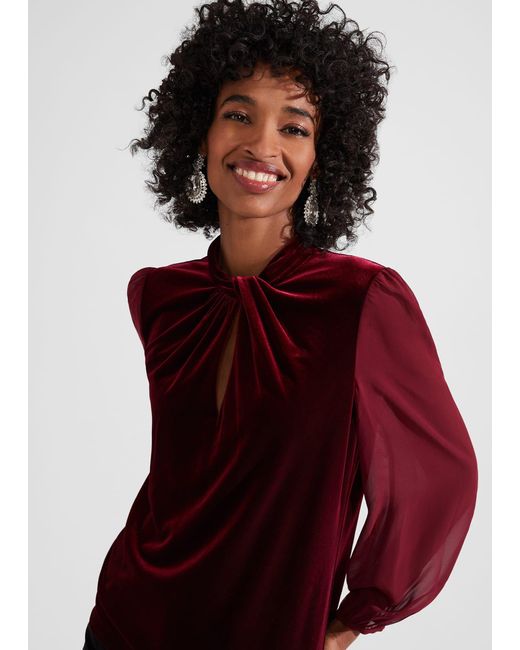 Hobbs Faye Velvet Top in Red Lyst