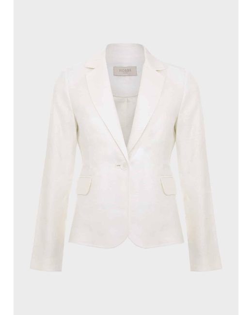 Hobbs White Petite Blake Linen Jacket