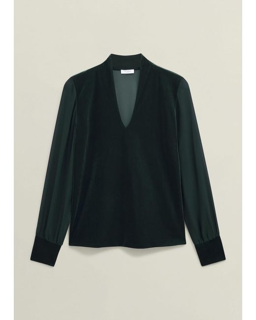 Hobbs Multicolor Aimee Velvet V Neck Long Sleeve Top