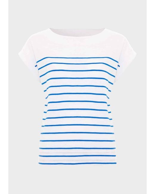 Hobbs White Alycia Cotton Slub Stripe T-shirt