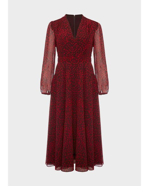 Hobbs Red Aurora Fit And Flare Dress