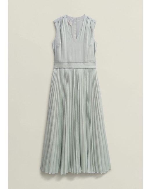 Hobbs White Alexandra Pleated Dress
