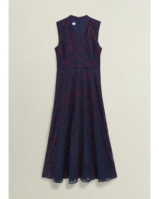 Hobbs Blue Petite Quin Embroidered Dress