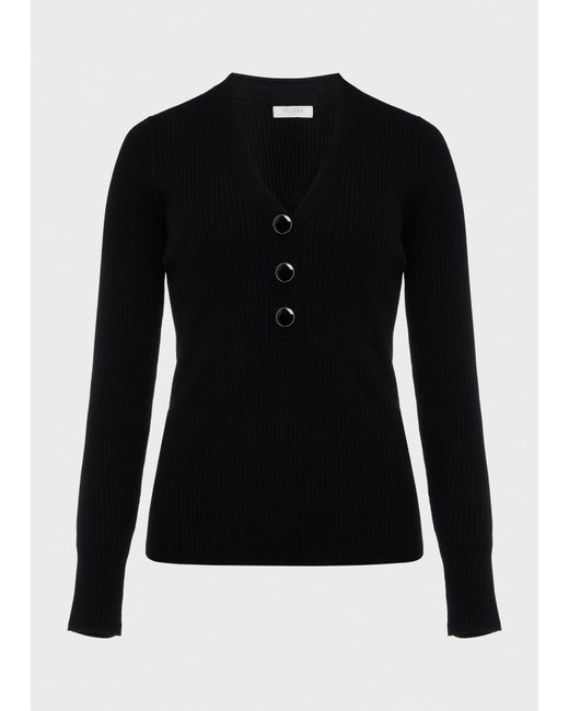 Hobbs Black Kaya Ribbed Jumper