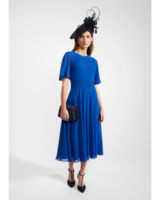 Hobbs Blue Petite Samara Fit And Flare Dress