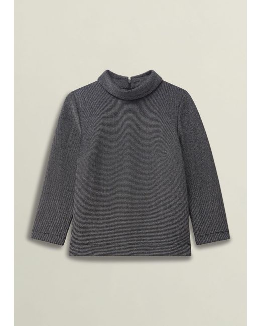 Hobbs Gray Tali Sparkle 3/4 Sleeve Roll Neck Top