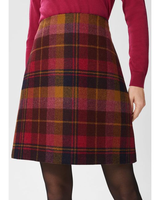 Hobbs Red Lacey Wool Skirt
