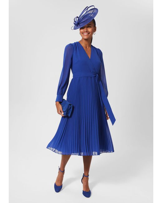 Hobbs Blue Evelyn Pleated Dress