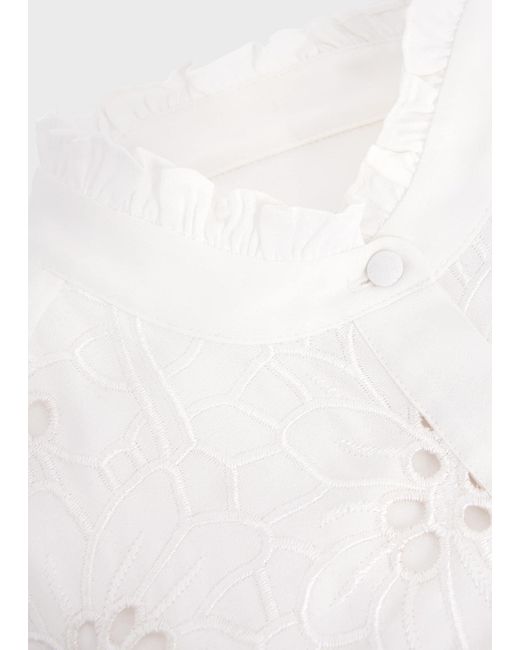 Hobbs White Ada Embroidered Top