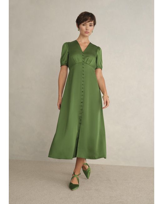 Hobbs Green Petite Isabelle Textured Satin Dress