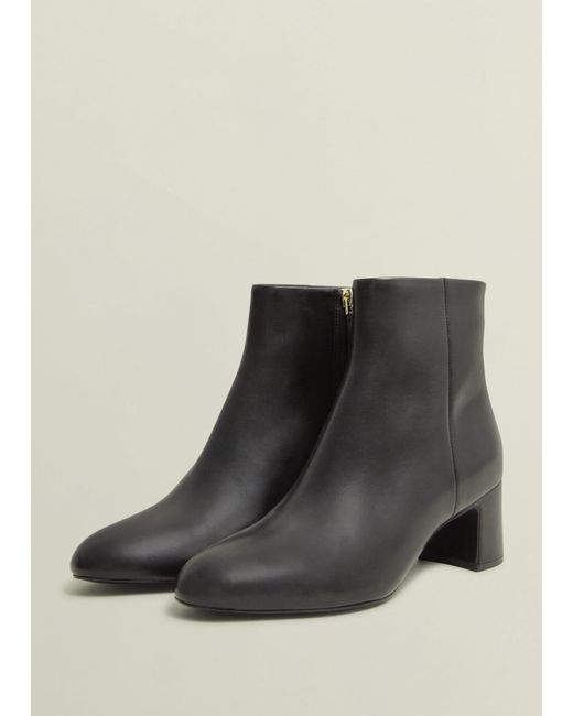 Hobbs Black Rochelle Leather Ankle Boots