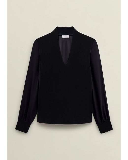 Hobbs Blue Aimee Velvet Top