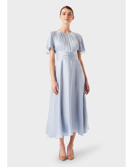 Hobbs Blue Mira Satin Fit And Flare Dress