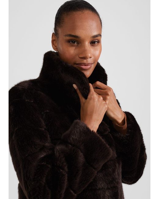 Hobbs Black Ros Faux Fur Coat