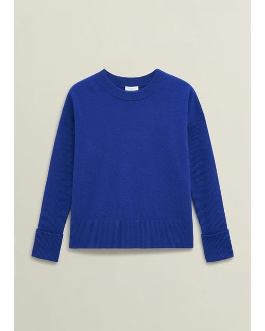 Hobbs Blue Darla Wool Blend Chunky Crew Neck Knitted Jumper