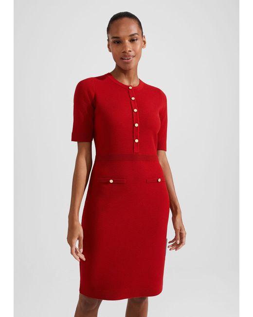 Hobbs Red Noa Knitted Dress