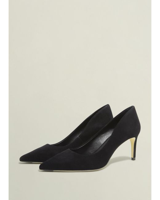 Hobbs Black Leila Suede Court Shoes