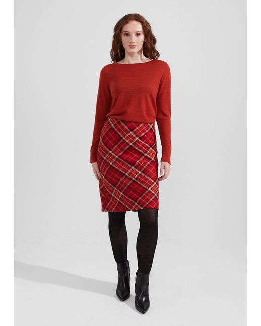 Hobbs Red Daphne Wool Skirt