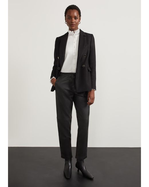 Hobbs White Kinsey Leather Trousers