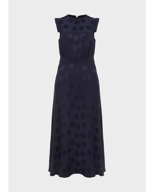 Hobbs Blue Ashley Jacquard Spot Dress